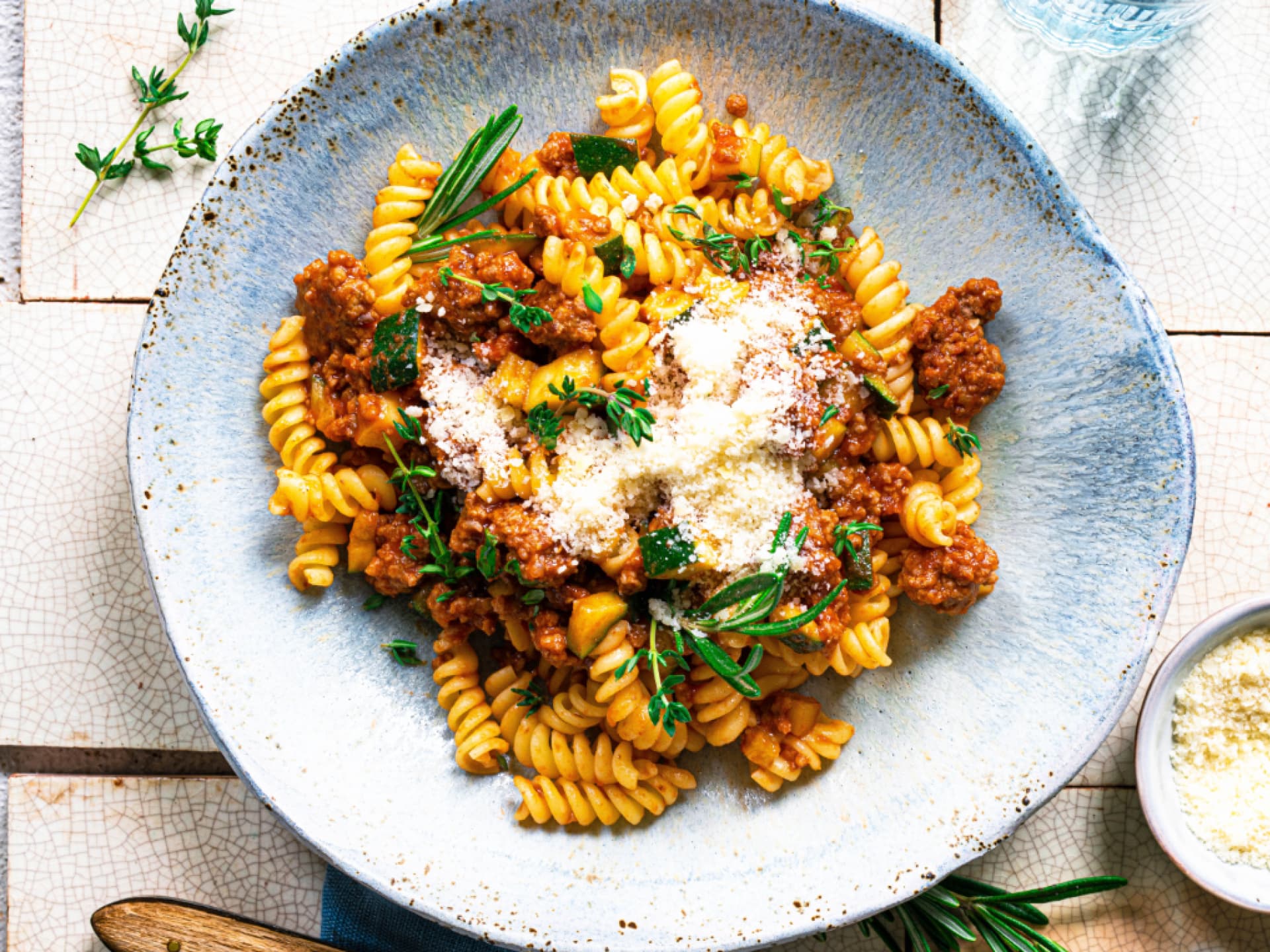 Spirelli mit Zucchini und Hackfleisch 