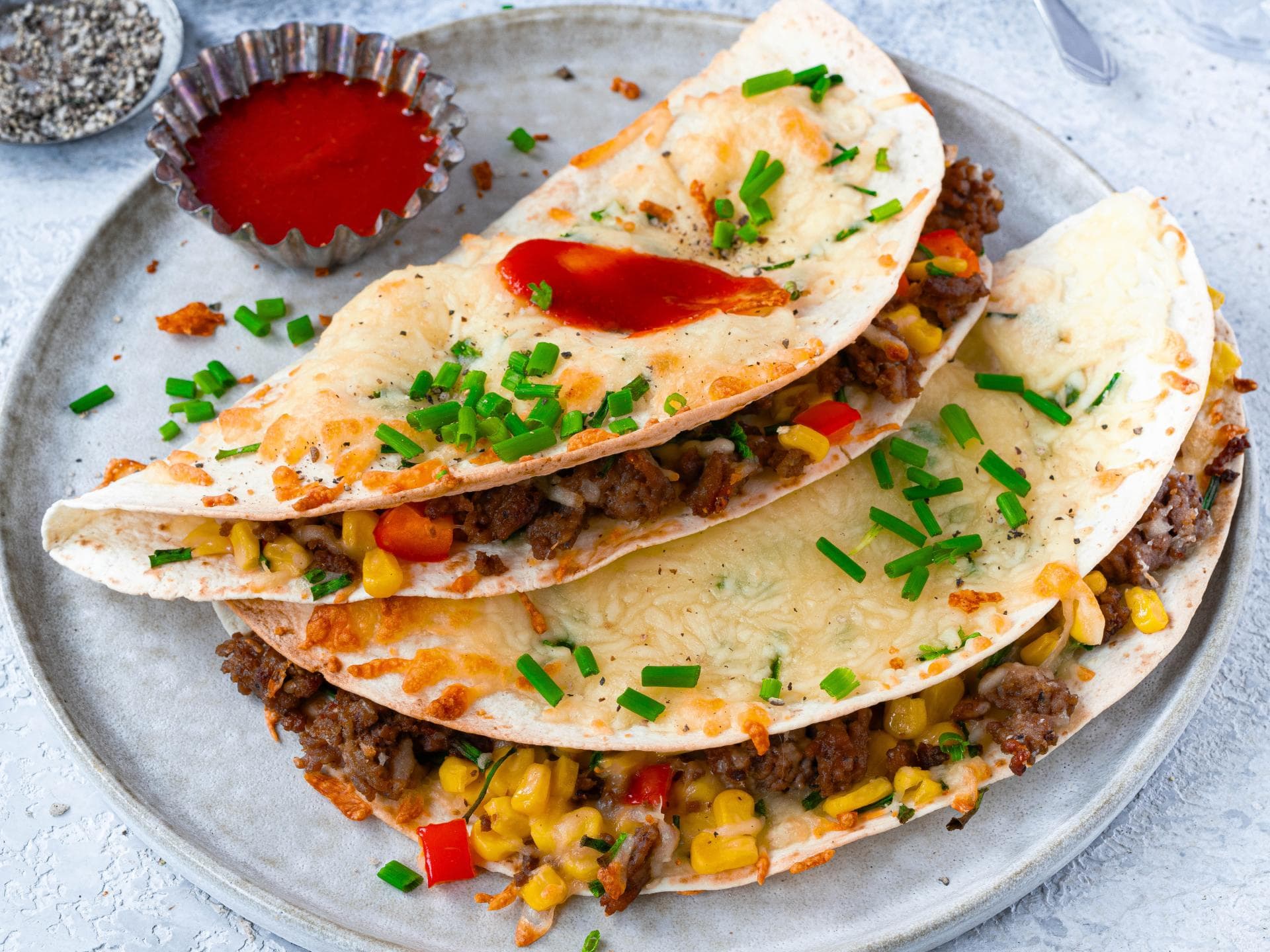 Überbackene Quesadillas mit Hack 