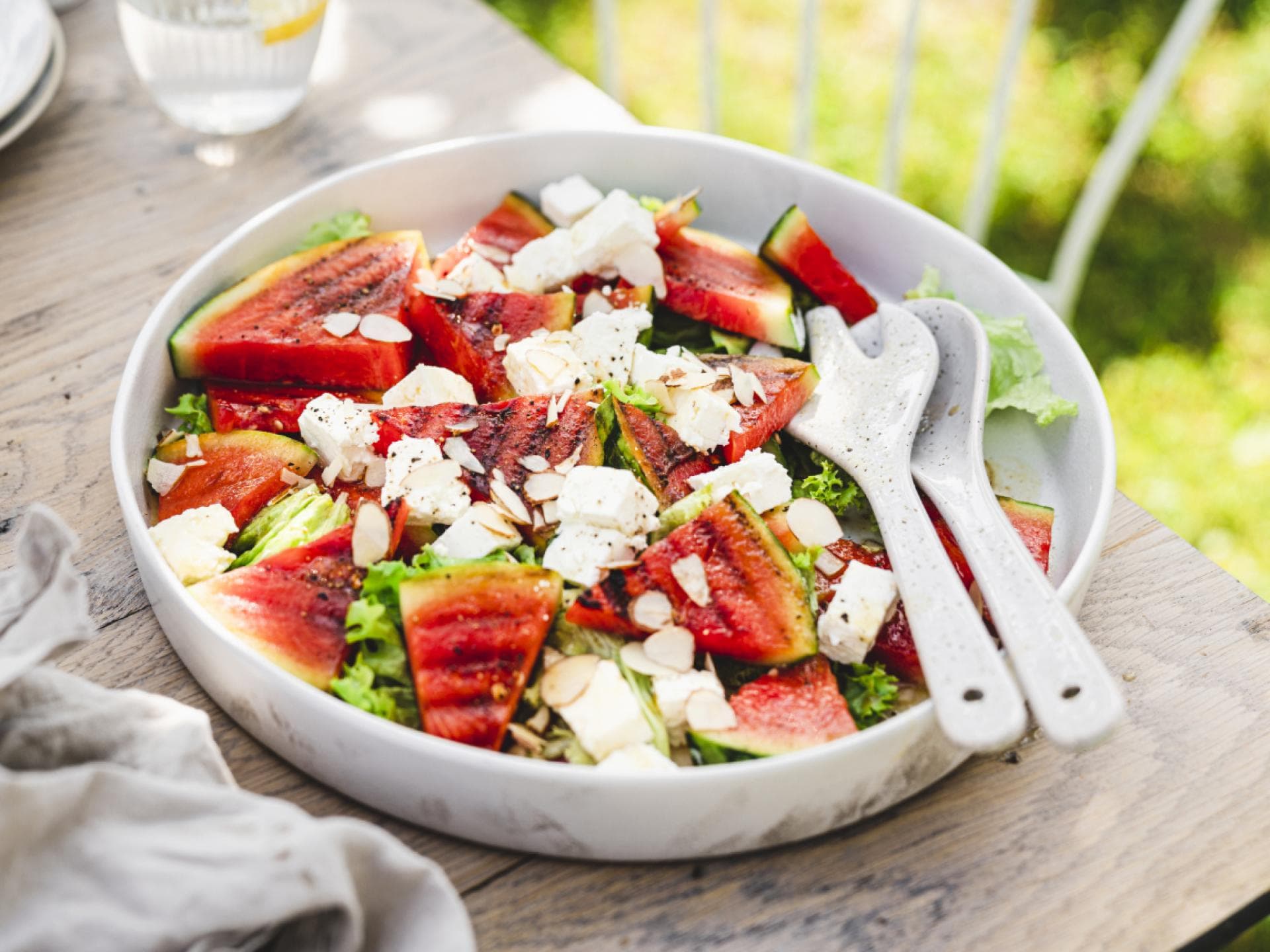 Rezept für gegrillte Wassermelone mit Feta Gegrillte Wassermelone mit Feta