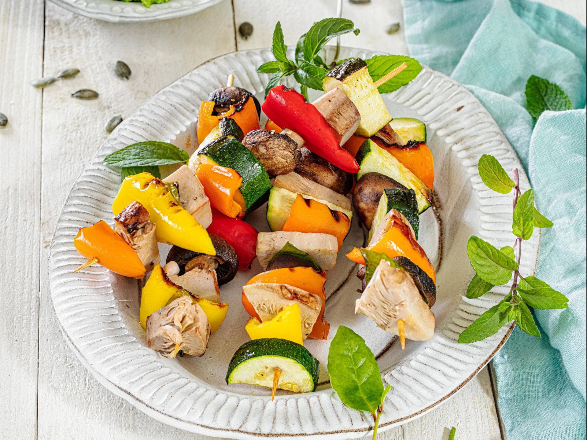 Jackfrucht-Zucchini-Spieße Jackfrucht-Zucchini-Spieße