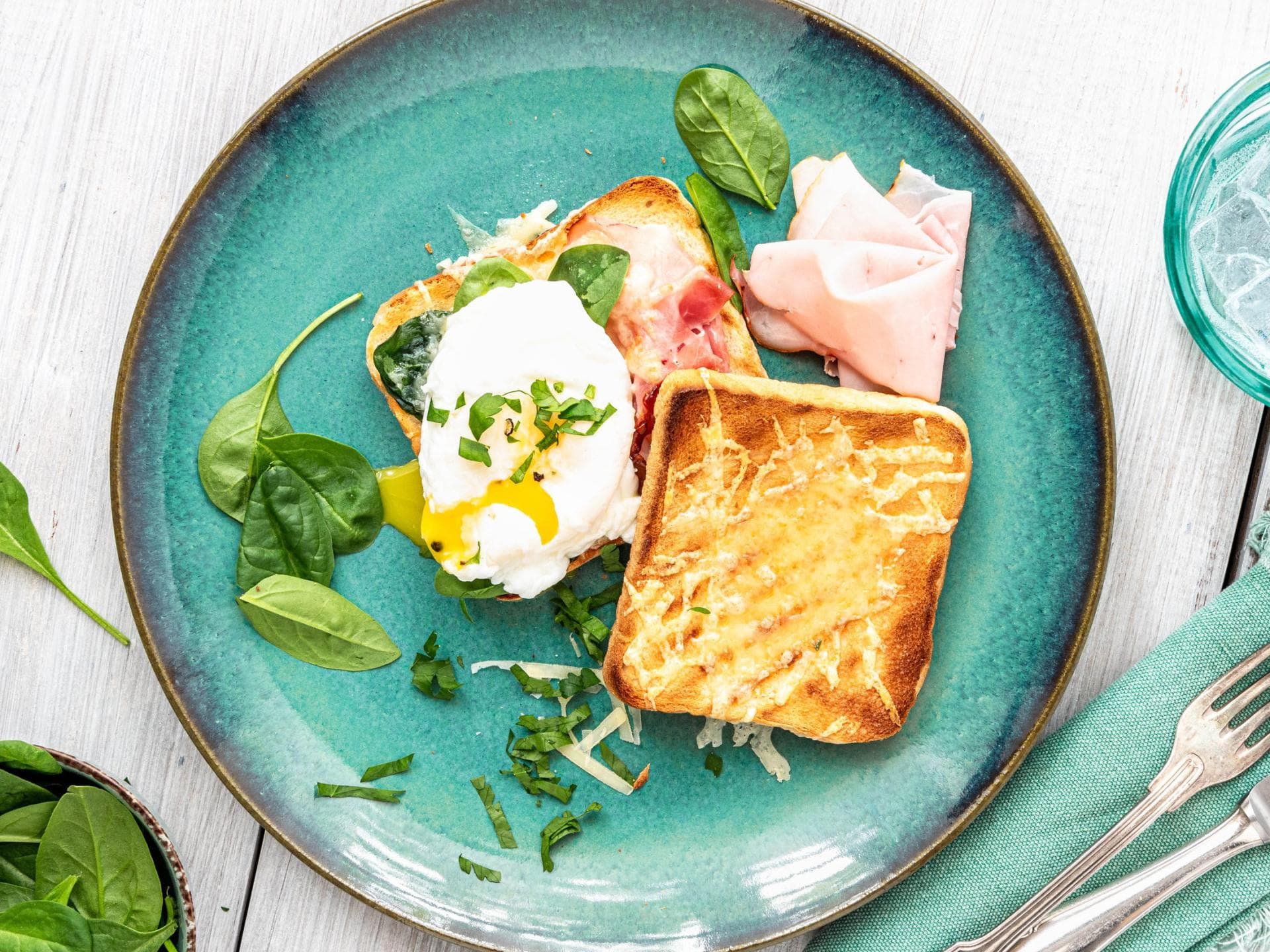 Croque mit Spinat 