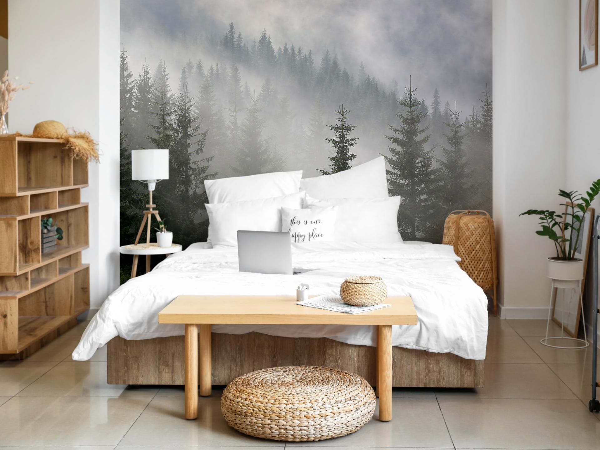 Schlafzimmer mit Fototapete