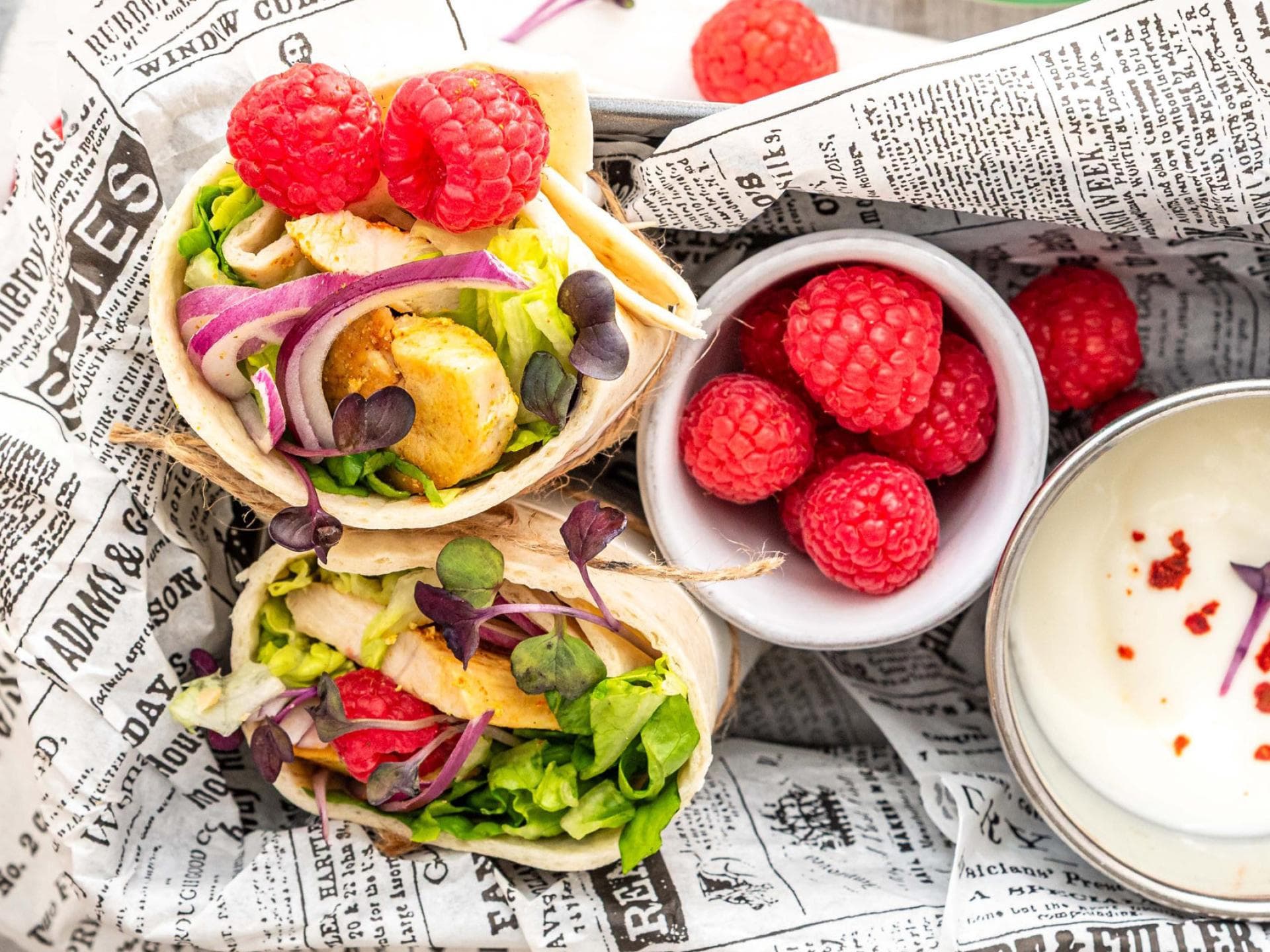 Wraps mit Hähnchen und Himbeeren 