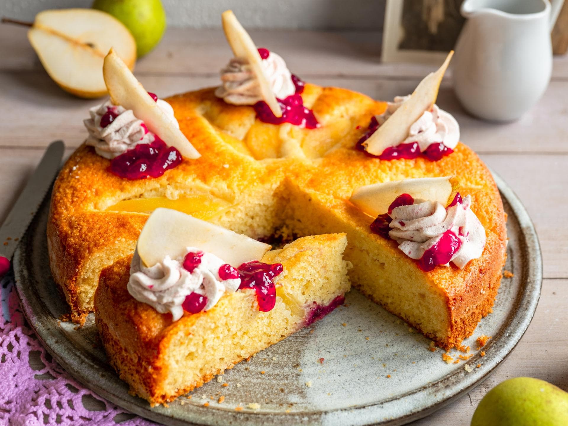 Birnen-Preiselbeerkuchen