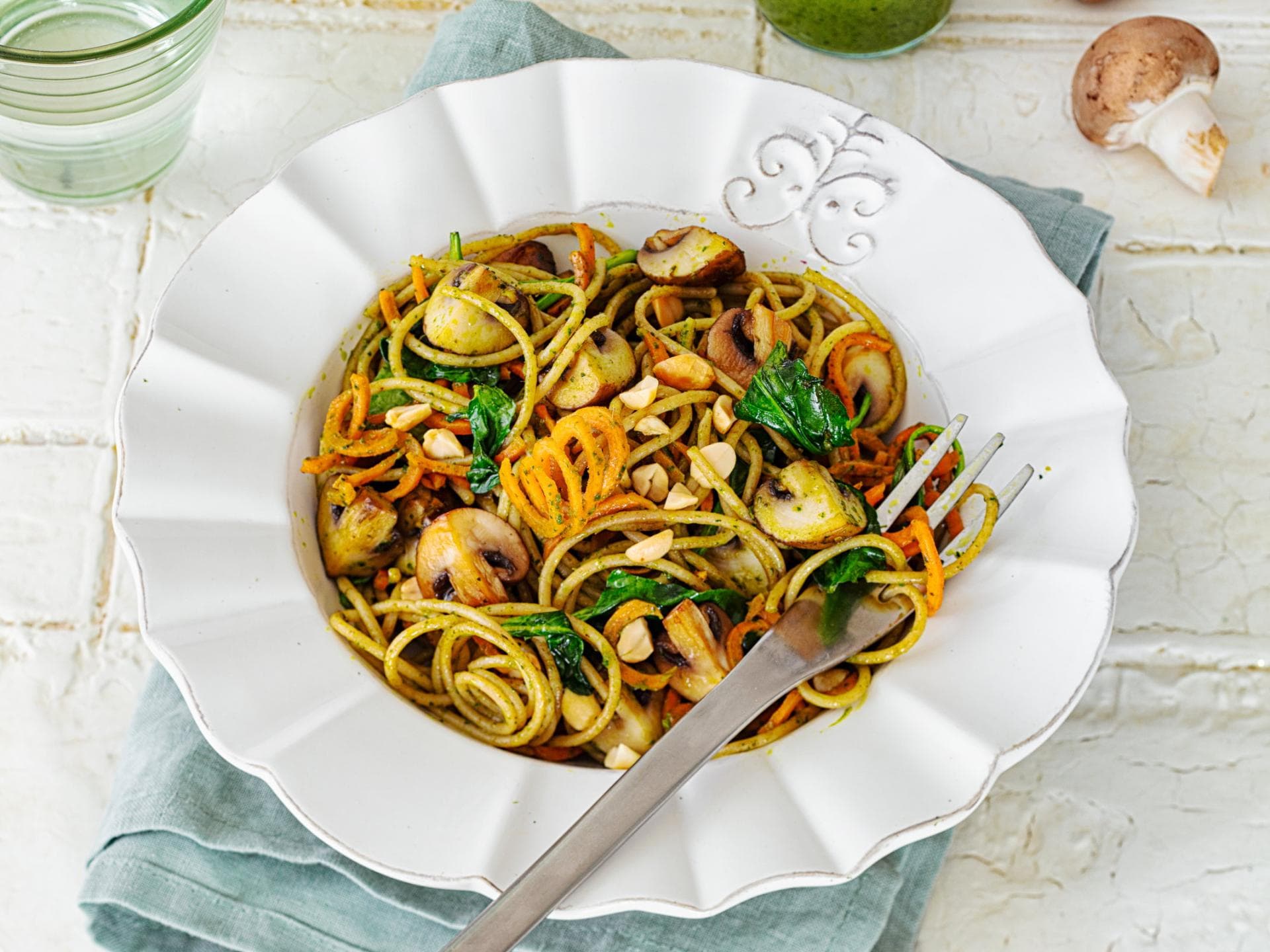 Spaghetti-Duo mit Spinat-Pesto