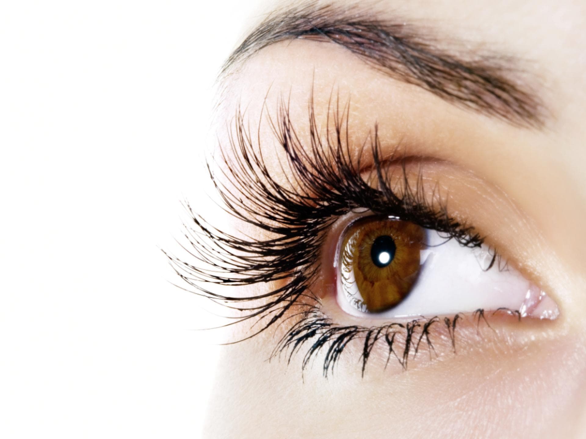 Frau mit braunen Augen und sehr langen Wimpern