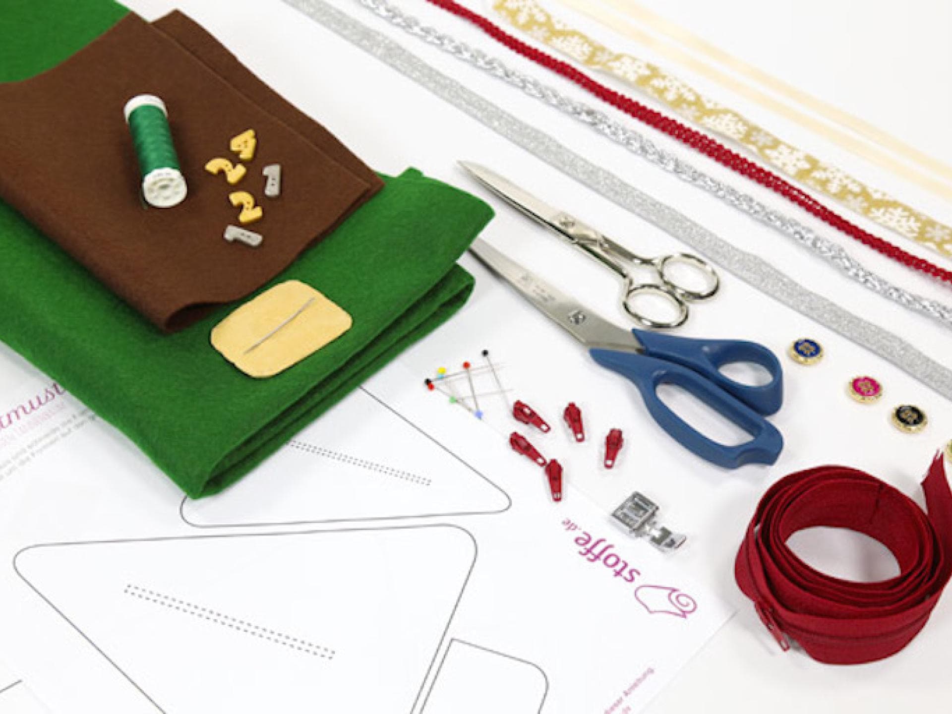 Material für Filz-Adventskalender