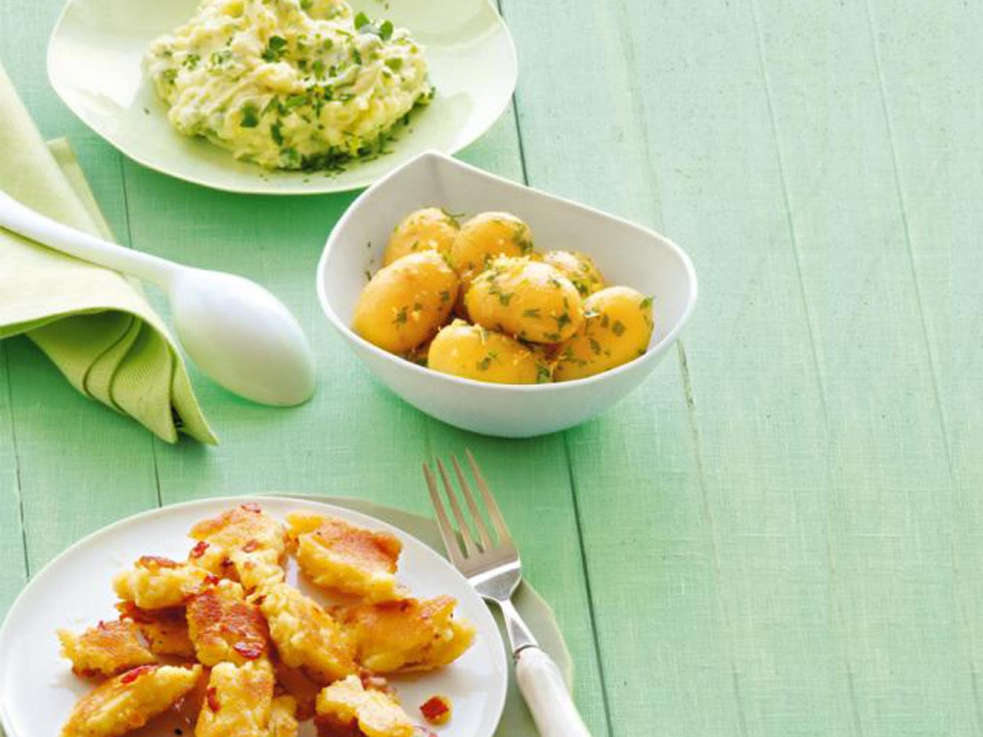 Drei Beilagen zu Spargel