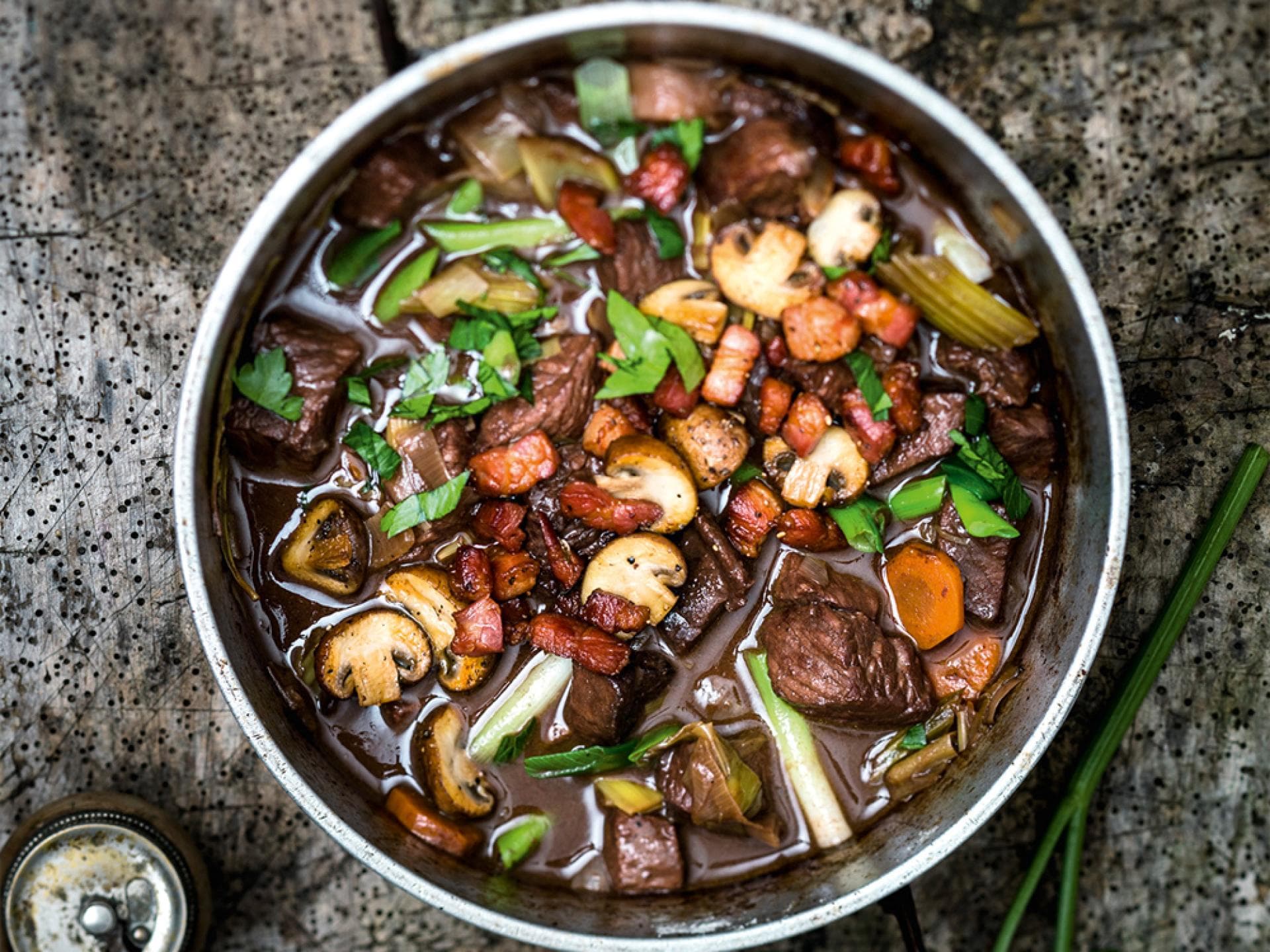 Boeuf Bourgignon, Rind mit Gemüse