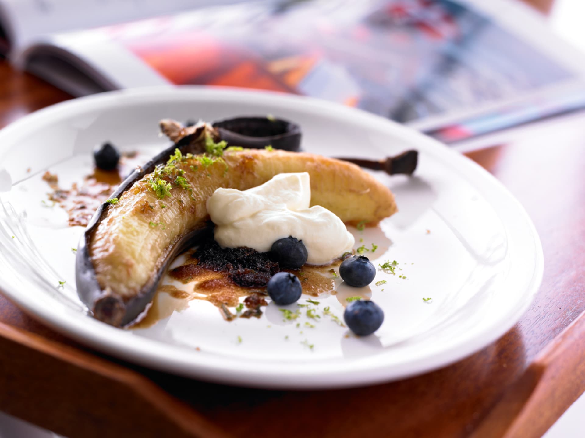 Dessert aus gegrillter Banane