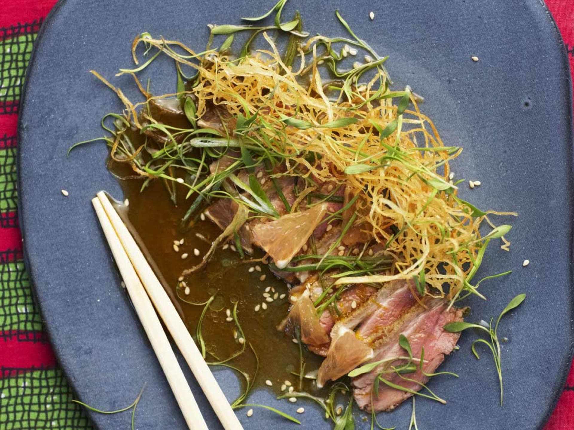 Entenbrust mit Yuzu-Dressing