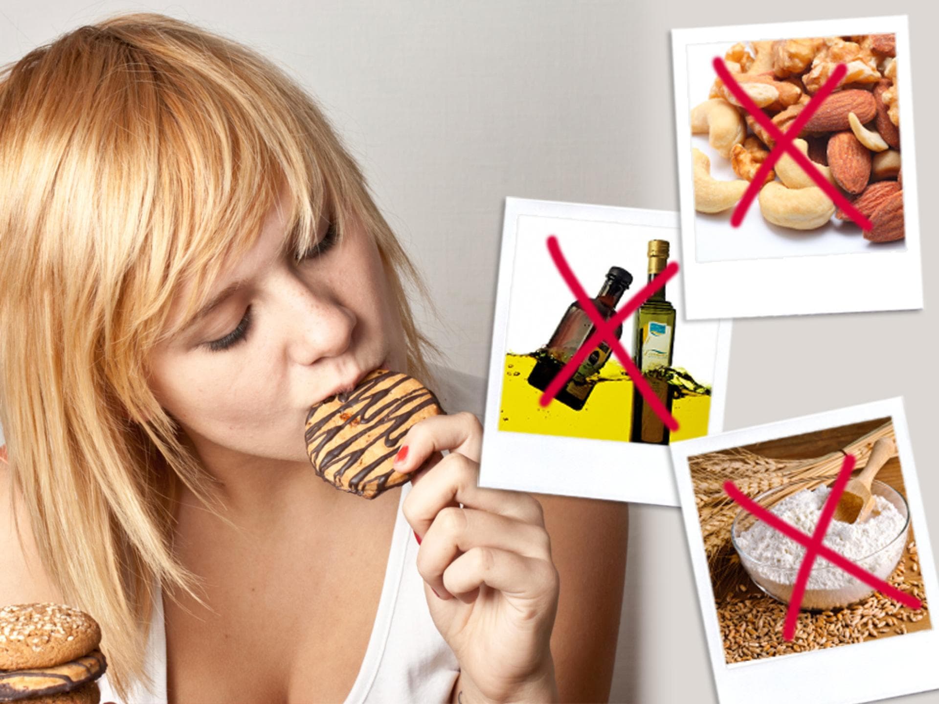 Frau isst einen Keks Frau isst einen Keks - Weihnachtsplätzchen mit wenig Kalorien