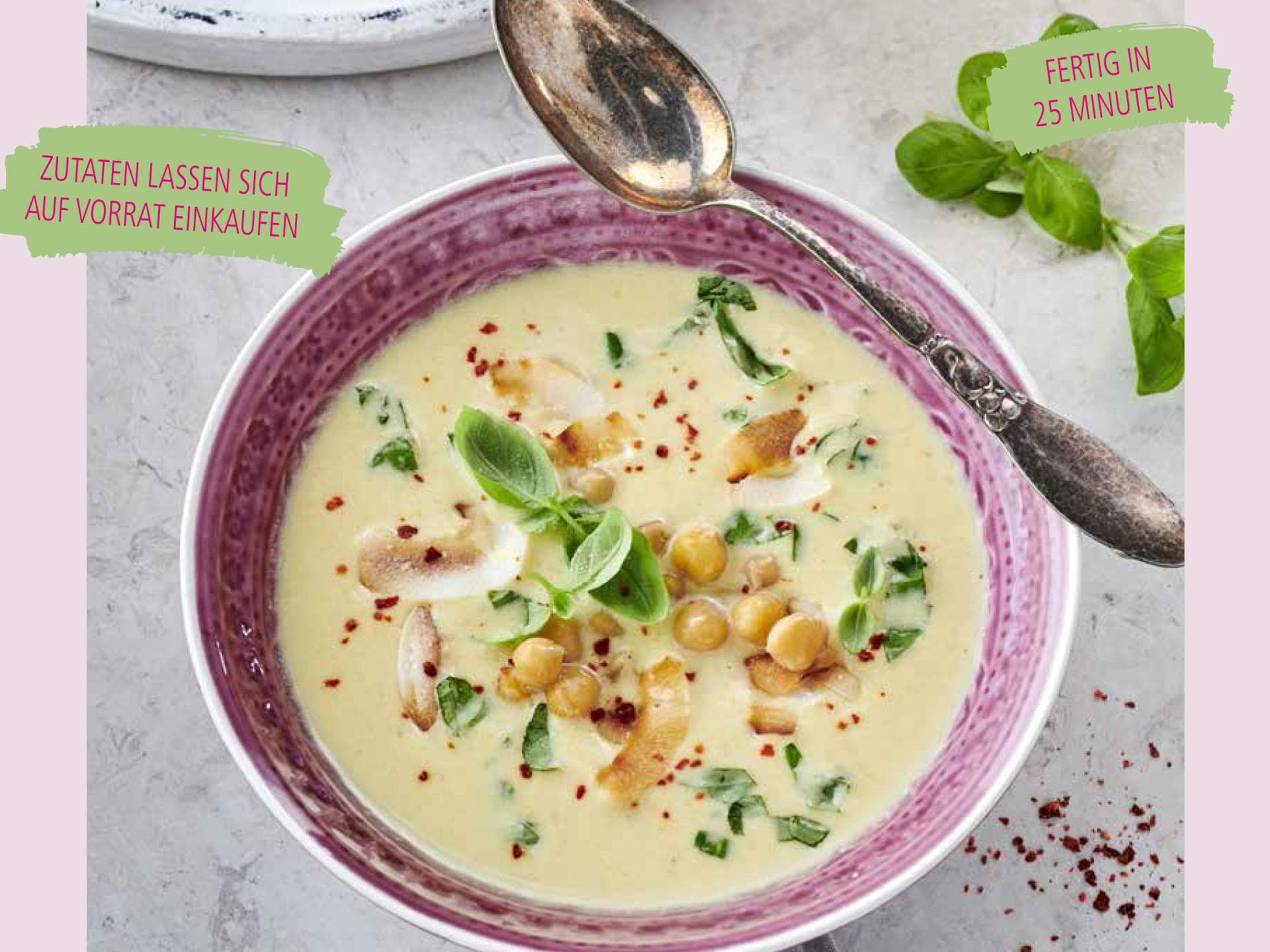 Kichererbsen-Kokos-Cremesuppe mit Chili und Kurkuma