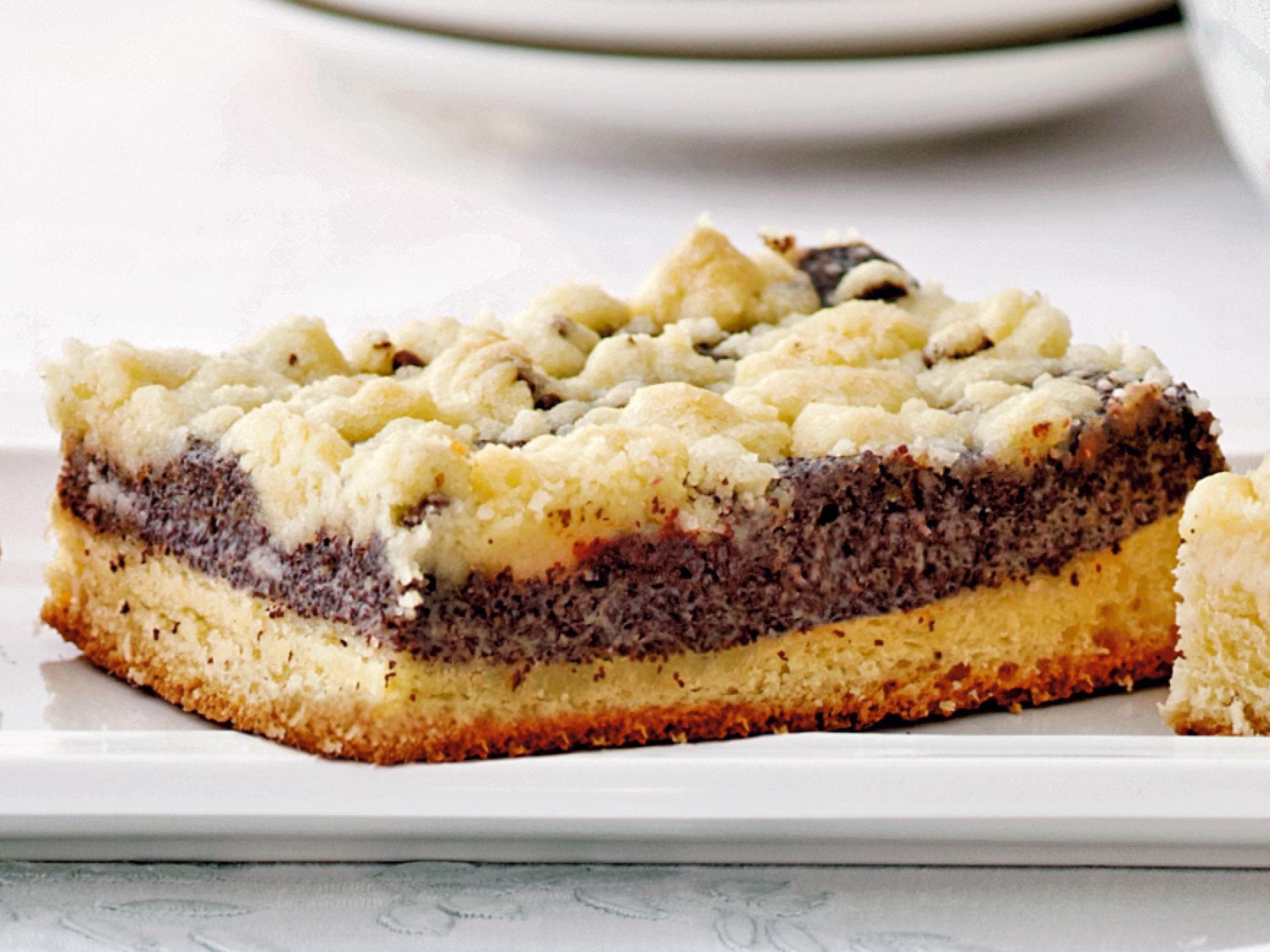 Mohnkuchen mit Schokotröpfchen-Streuseln Mohnkuchen mit Schokotröpfchen-Streuseln