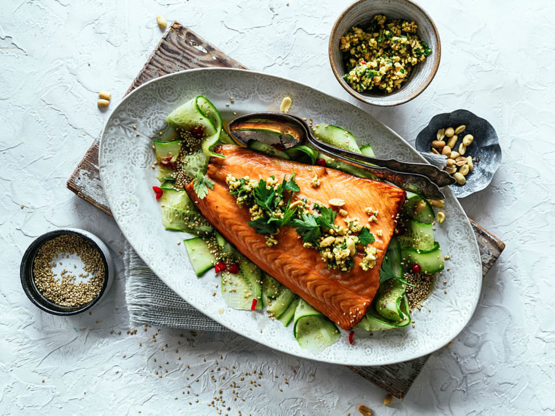 Rezept Honiglachs mit Gurkensalat