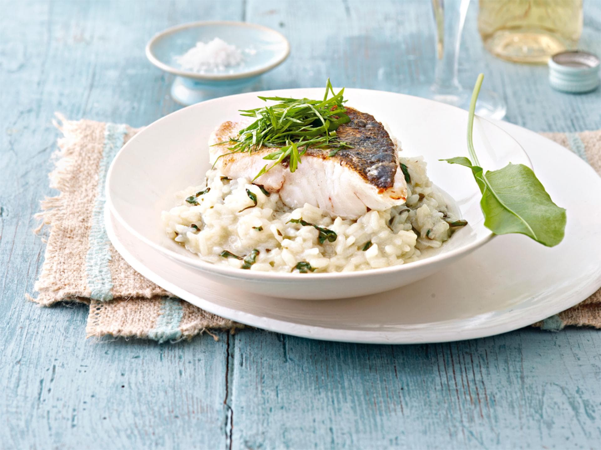 Sauerampfer-Risotto mit Zander