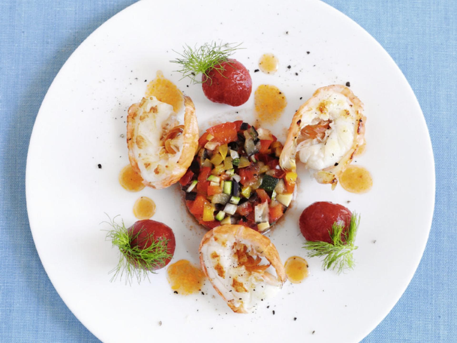 Scampi mit Gemüse-Tatar Scampi mit Gemüse-Tatar