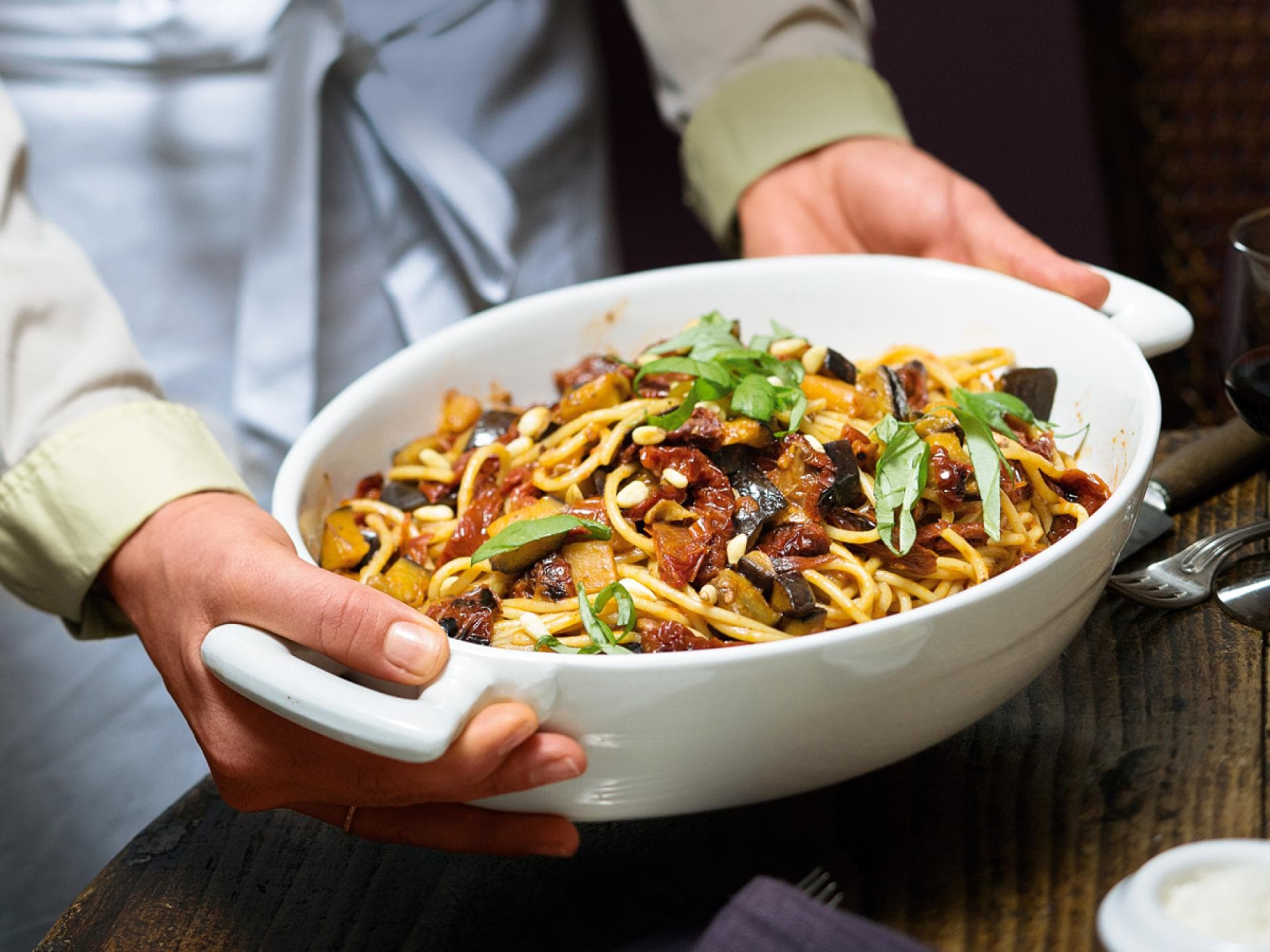 Spagetthi mit Auberginen 