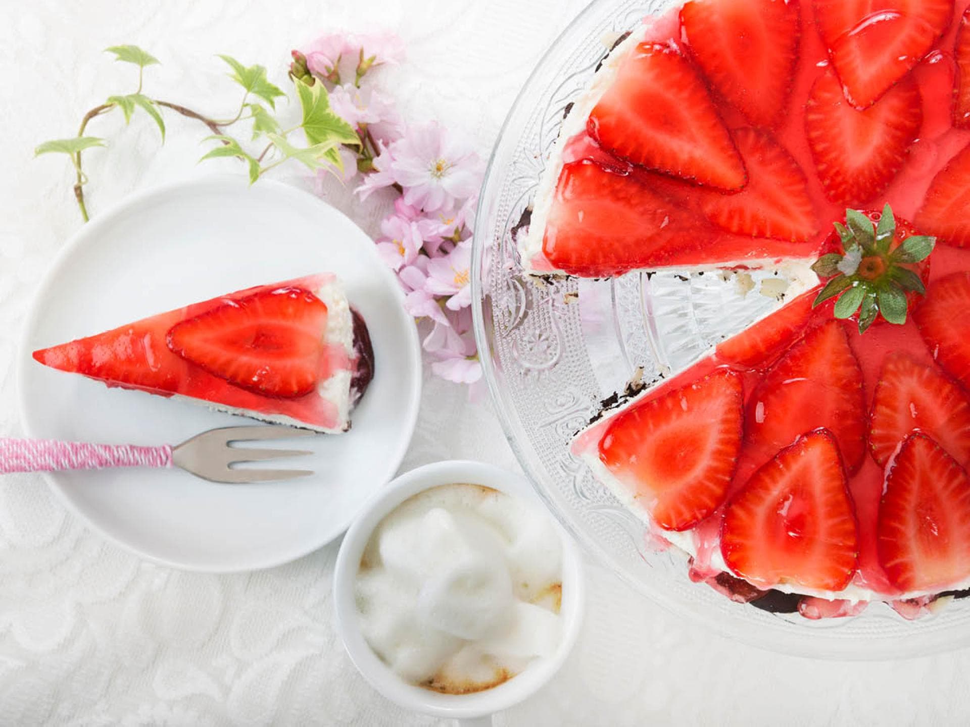 Strawberry Cheesecake Käsekuchen mit Erdbeertopping
