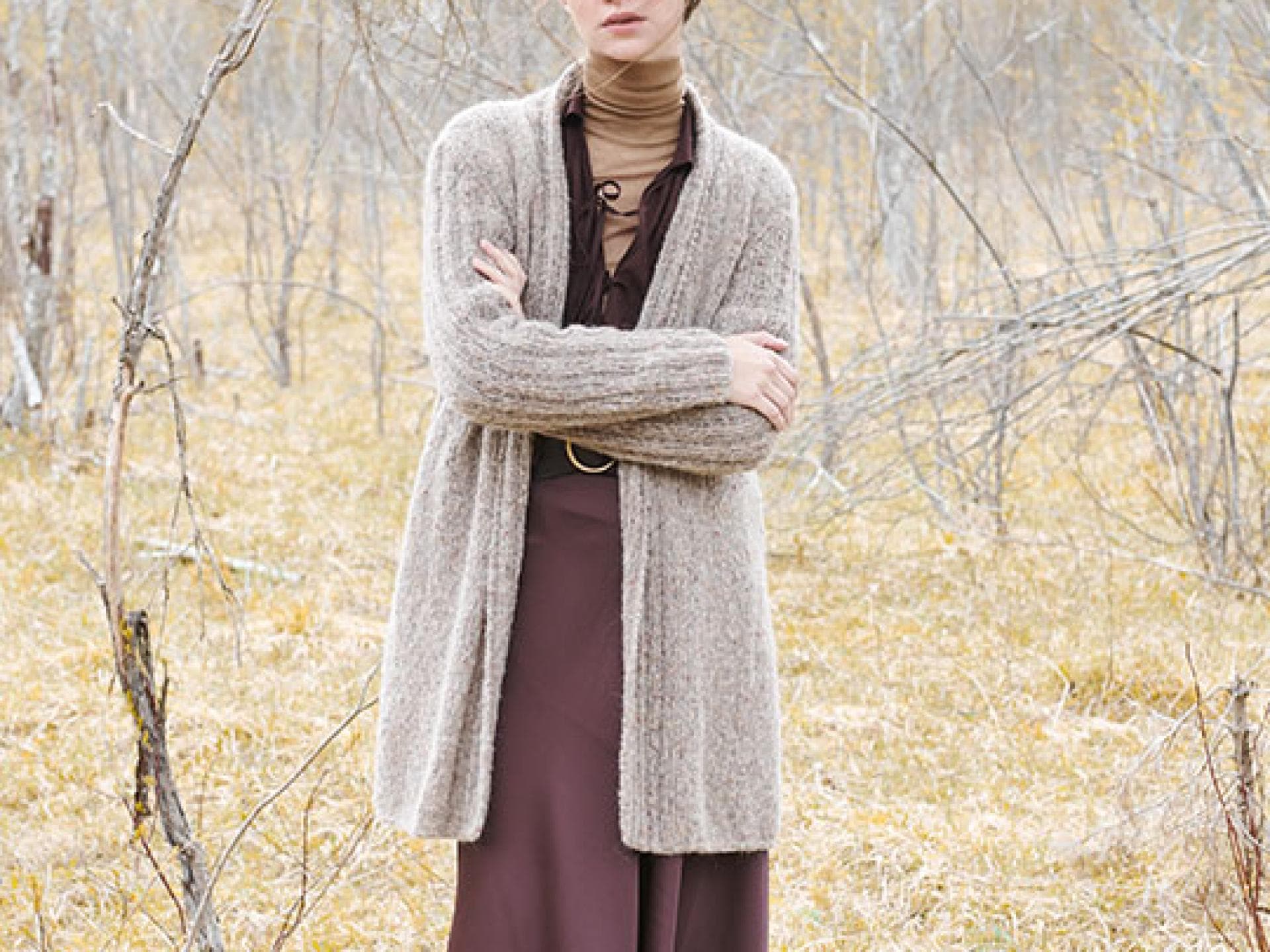 Lange Strickjacke in A-Linie