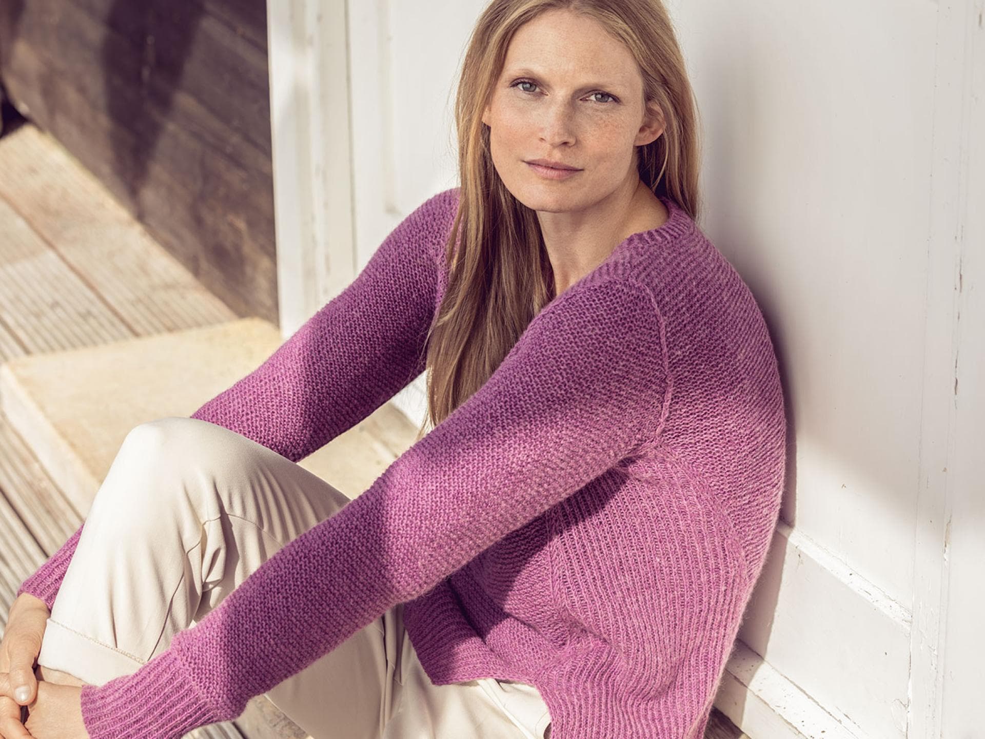 Strickanleitung Pullover in Flieder