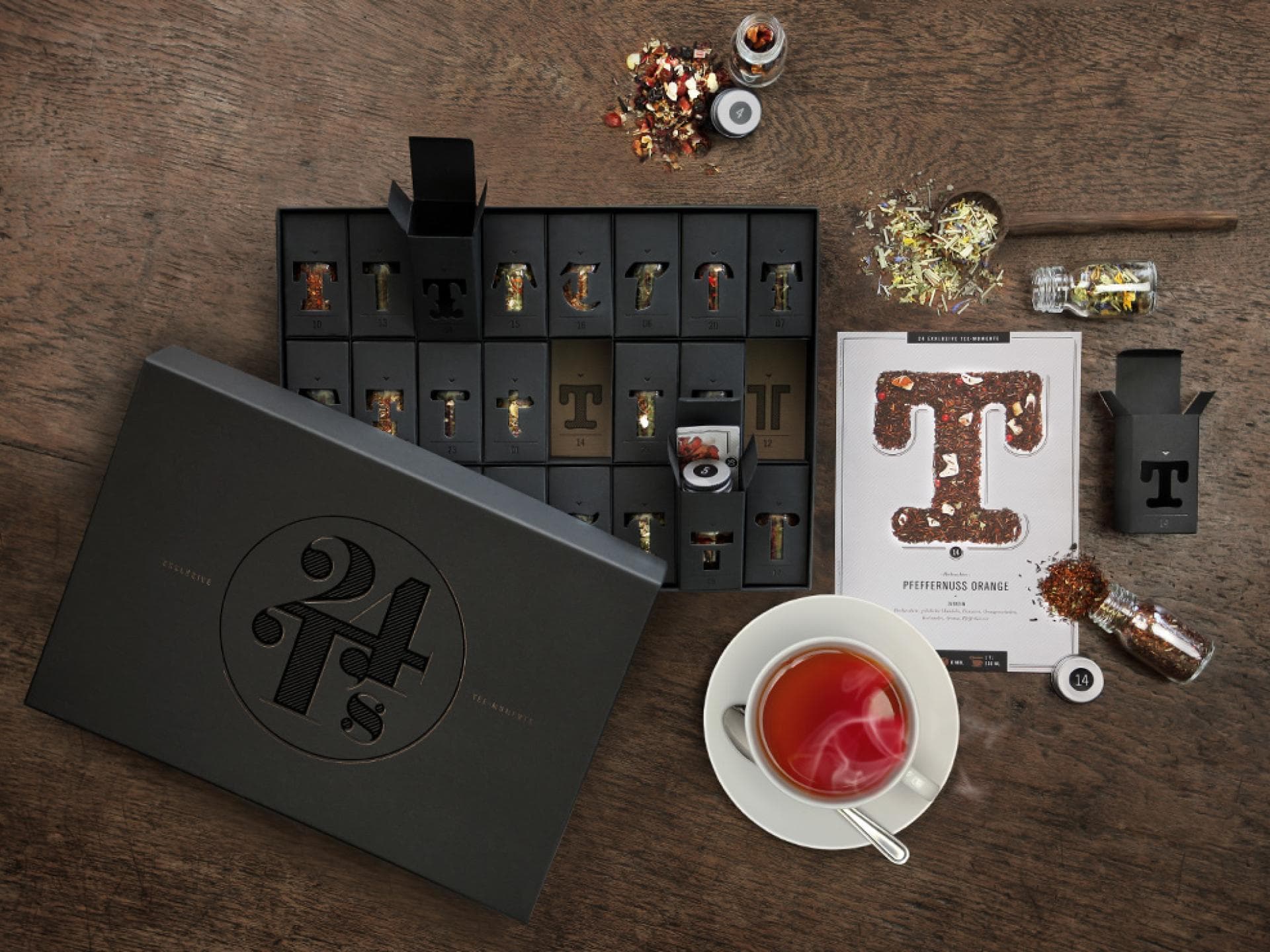 Tee-Adventskalender in schwarz