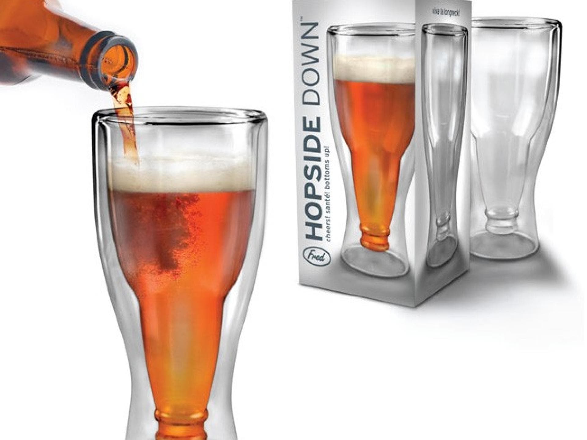 Verrücktes Bierglas „Hopside Down"