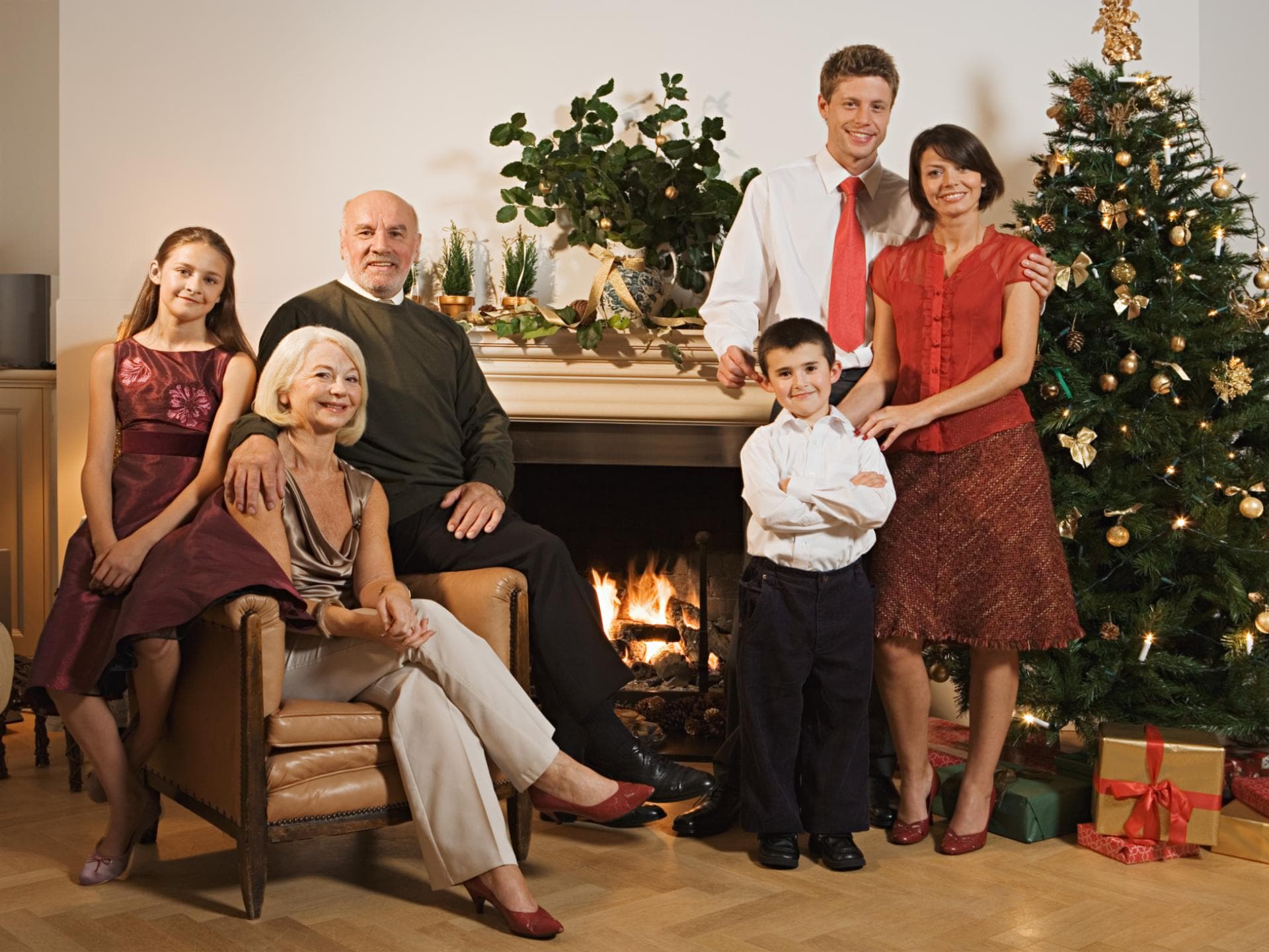 Familienfoto an Weihnachten