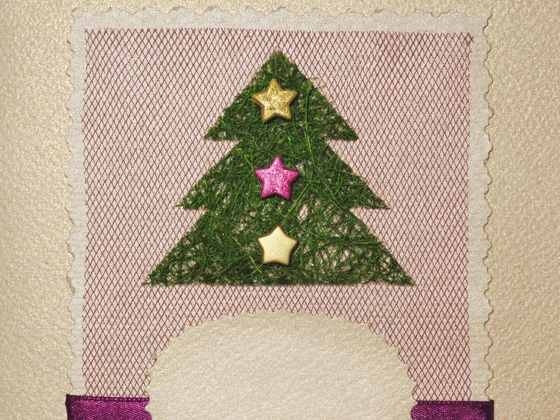 Weihnachtskarte mit Stoffresten