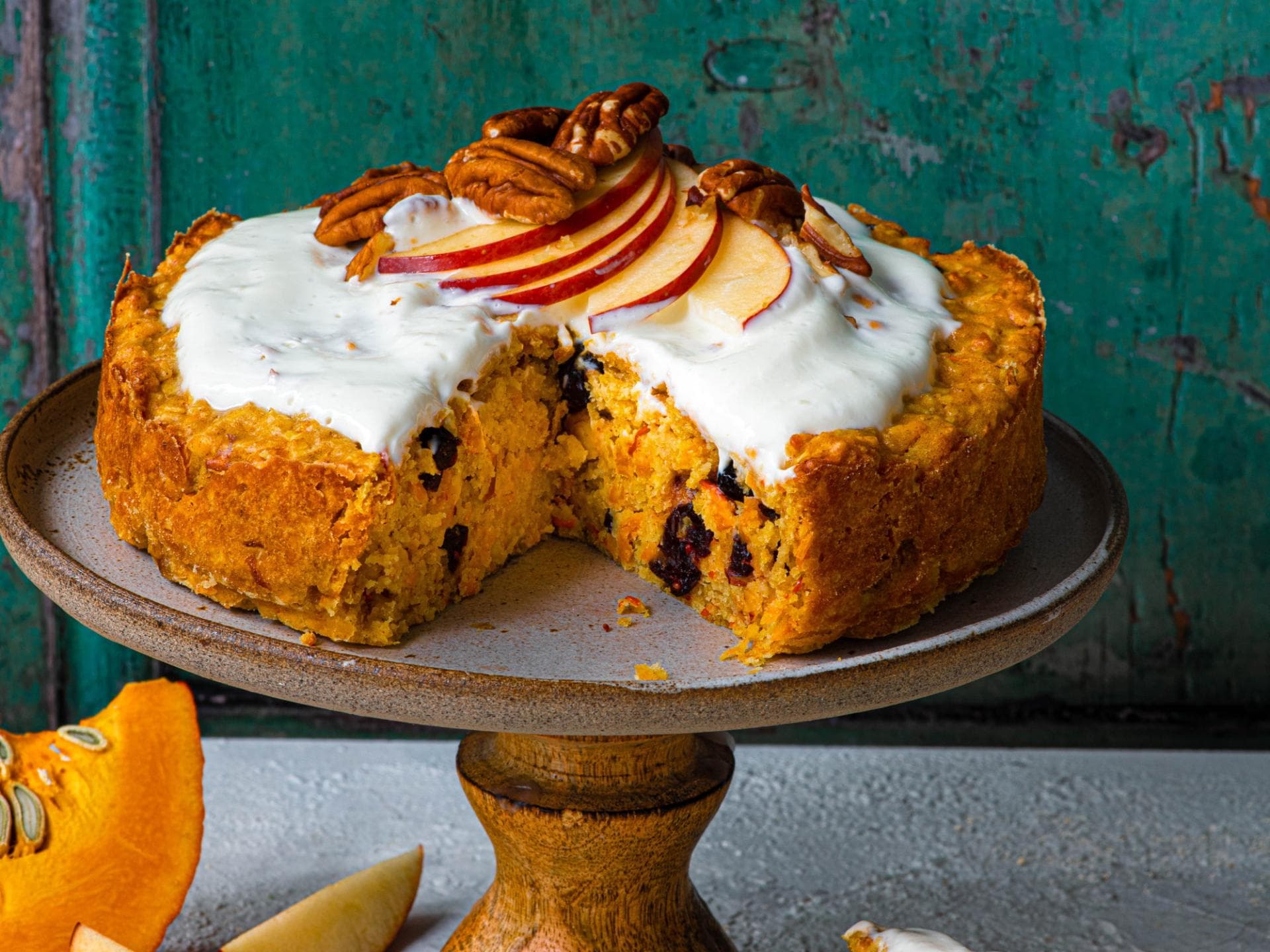 Kürbis-Apfelkuchen mit Haferflocken 