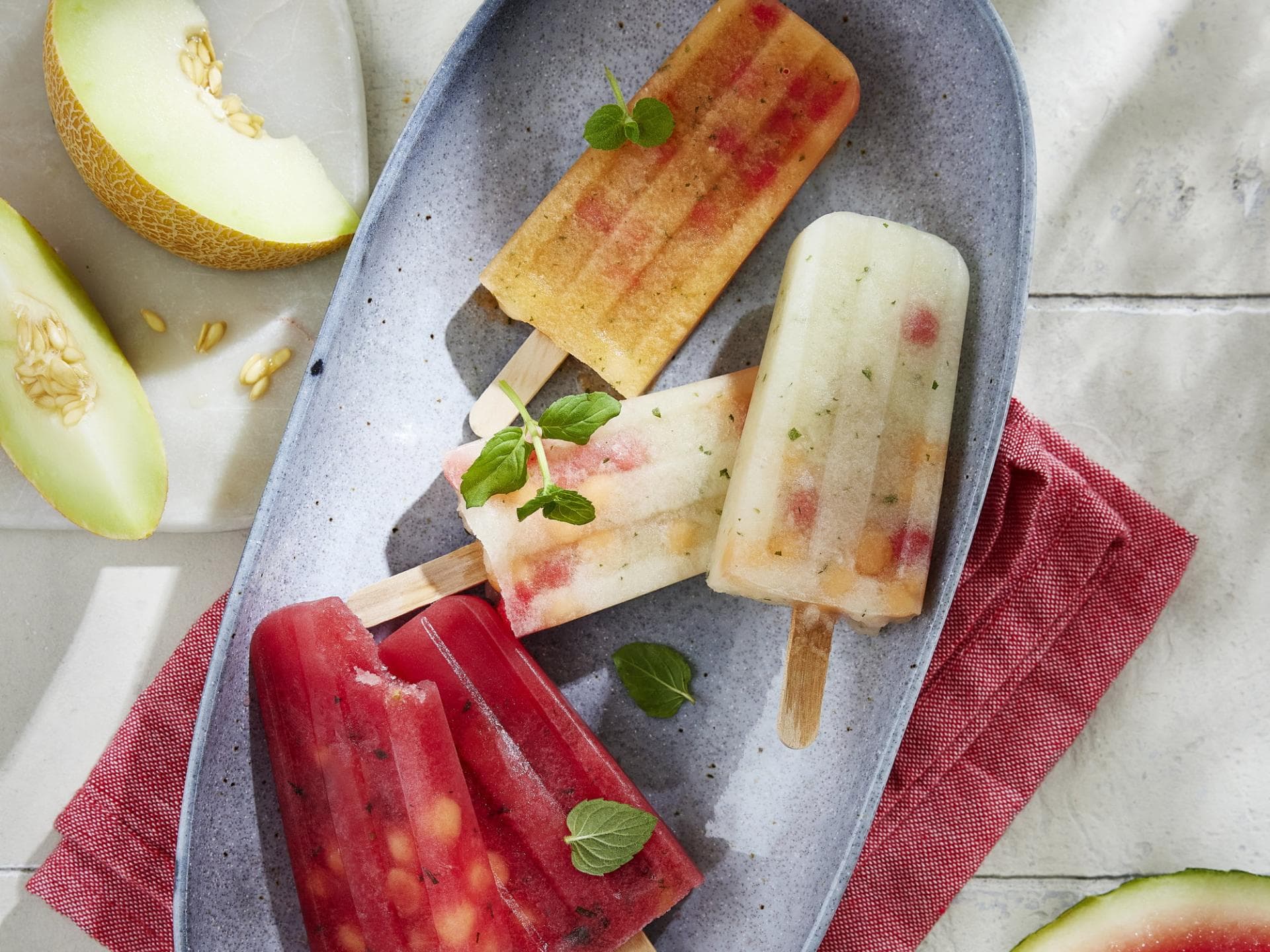 Rezept für Meloneneis am Stiel Meloneneis am Stiel