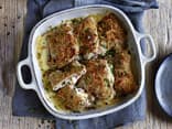 Ofenschnitzel Cordon bleu mit Schinken und Appenzeller gefüllt in einer Auflaufform