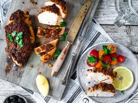 Hähnchen vom Grill mit Olivenkruste 