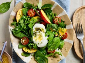 Spinatsalat mit Nektarinen und Burrata 