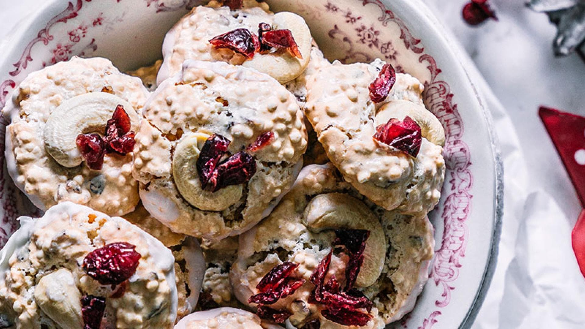 Cashew-Quinoa-Makronen mit Cranberries